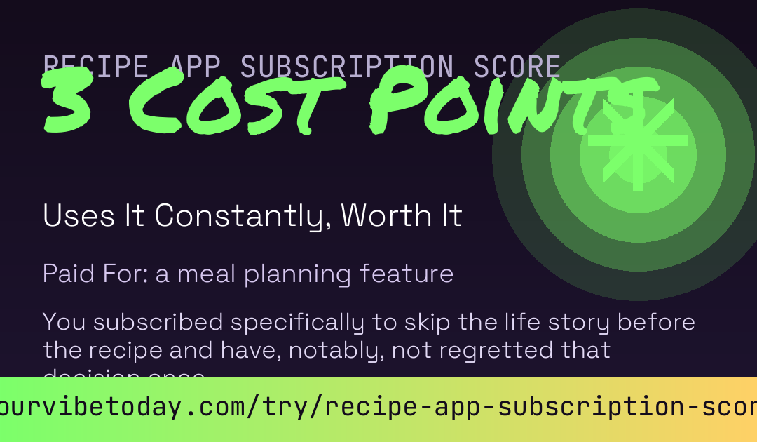 Recipe App Subscription Score card