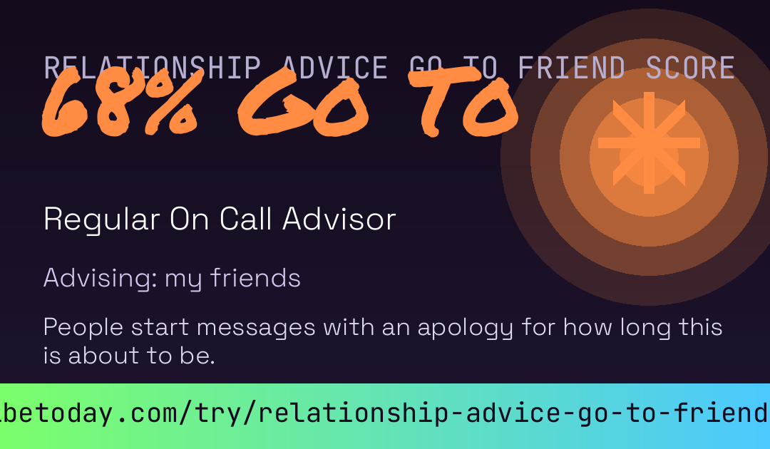 Relationship Advice Go To Friend Score card preview