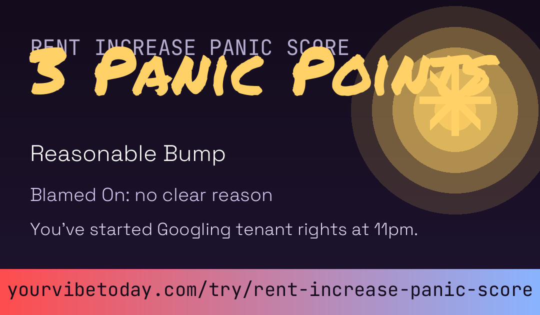 Rent Increase Panic Score card