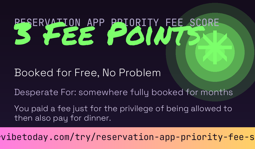 Reservation App Priority Fee Score card