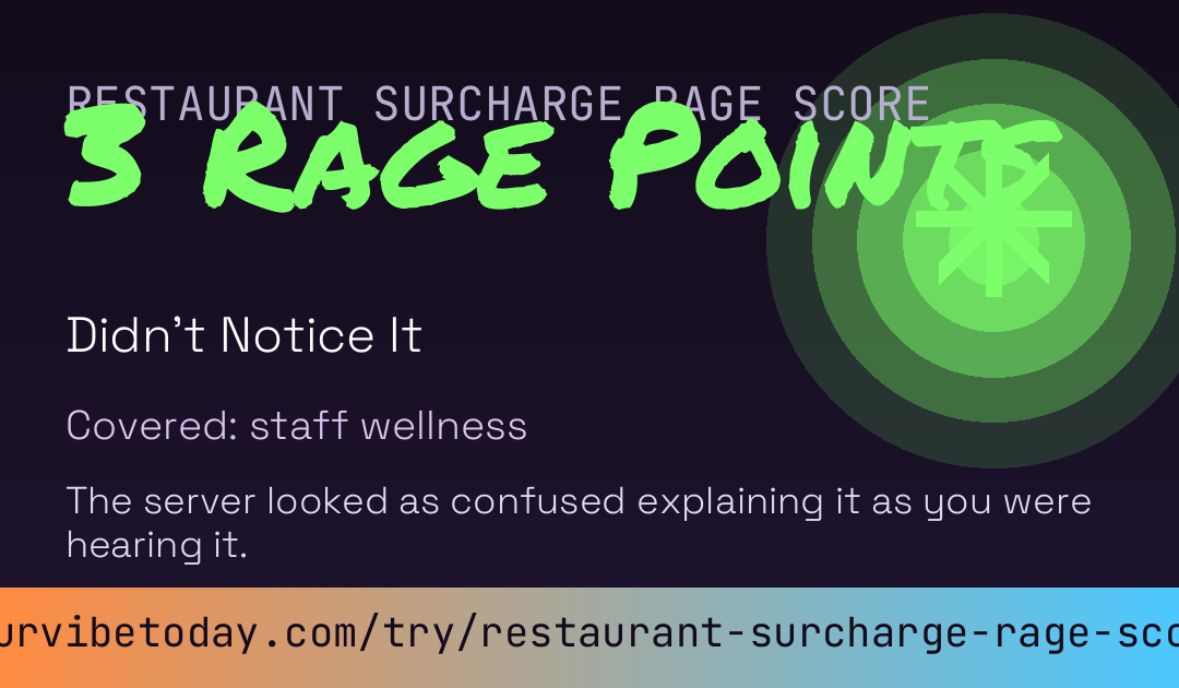 Restaurant Surcharge Rage Score card
