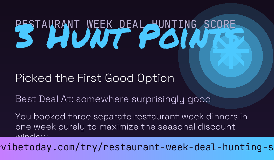 Restaurant Week Deal Hunting Score card preview