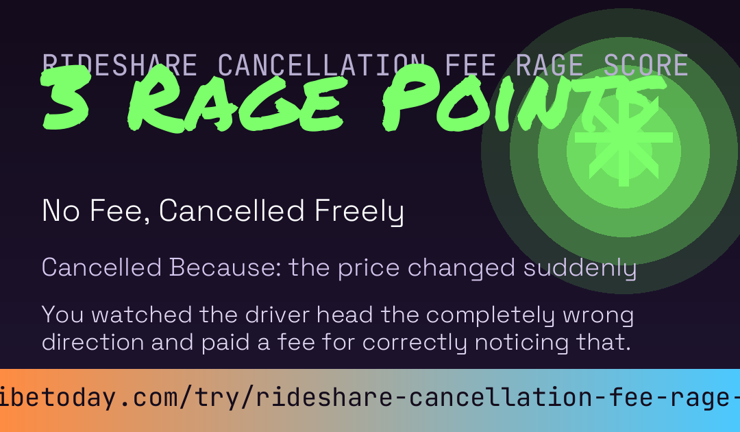 Rideshare Cancellation Fee Rage Score card preview