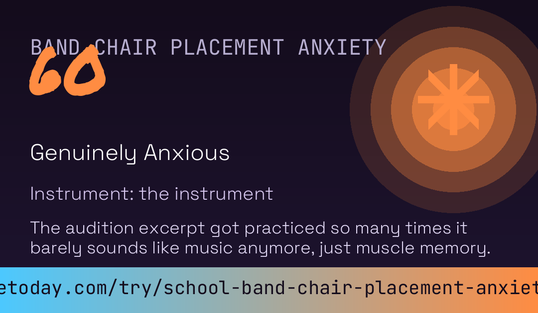School Band Chair Placement Anxiety Score card