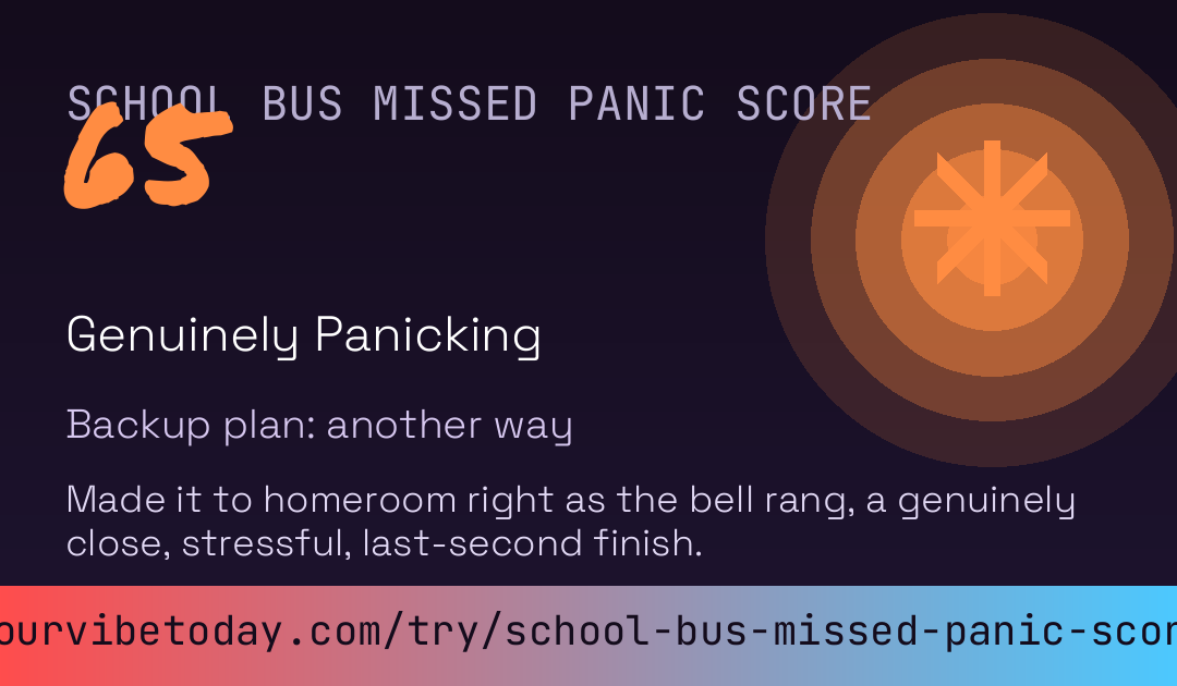 School Bus Missed Panic Score card preview