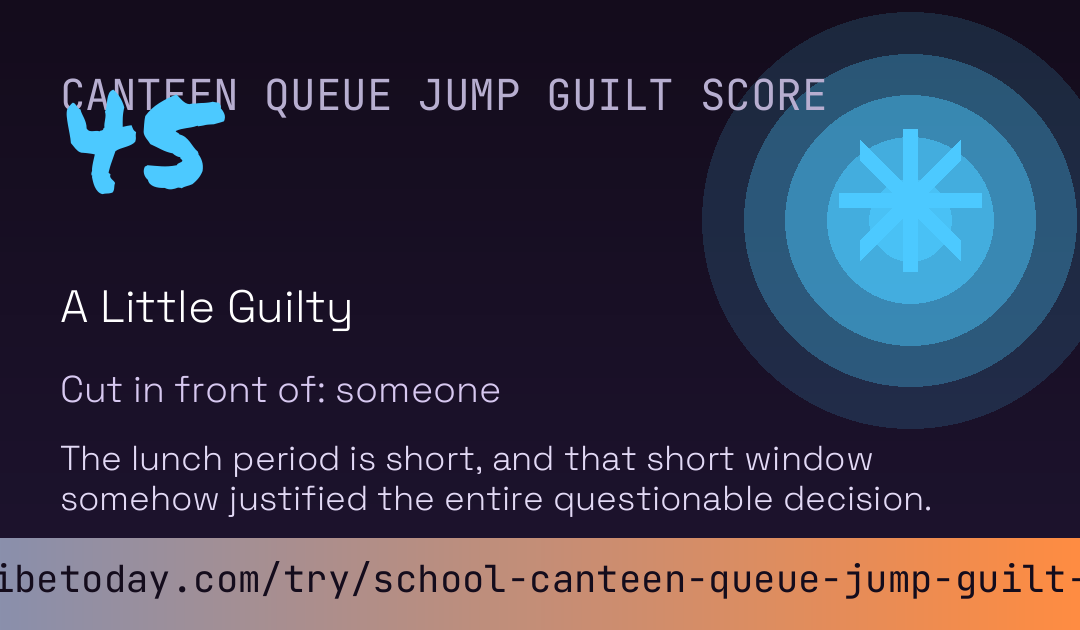 School Canteen Queue Jump Guilt Score card