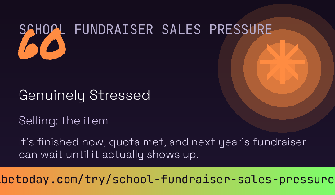 School Fundraiser Sales Pressure Score card