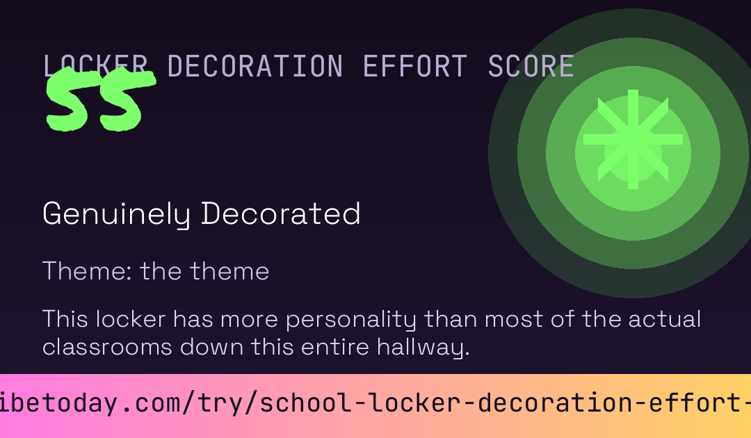 School Locker Decoration Effort Score card
