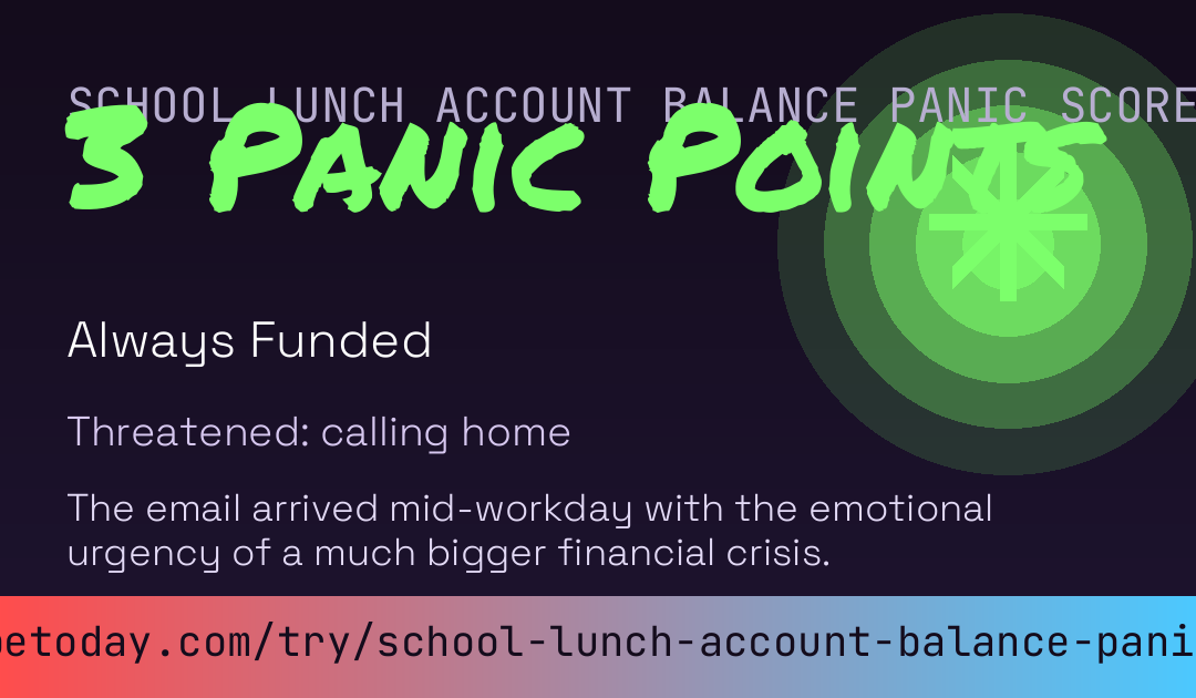 School Lunch Account Balance Panic Score card