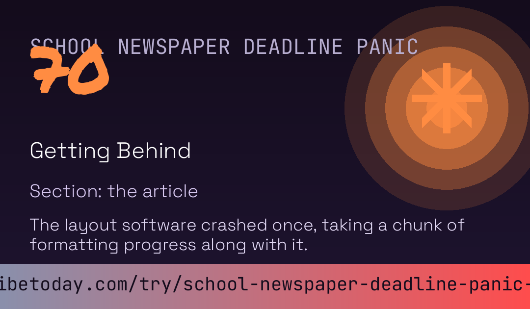 School Newspaper Deadline Panic Score card