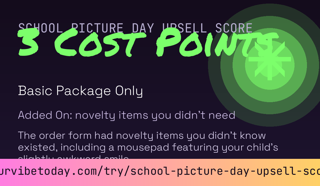 School Picture Day Upsell Score card preview