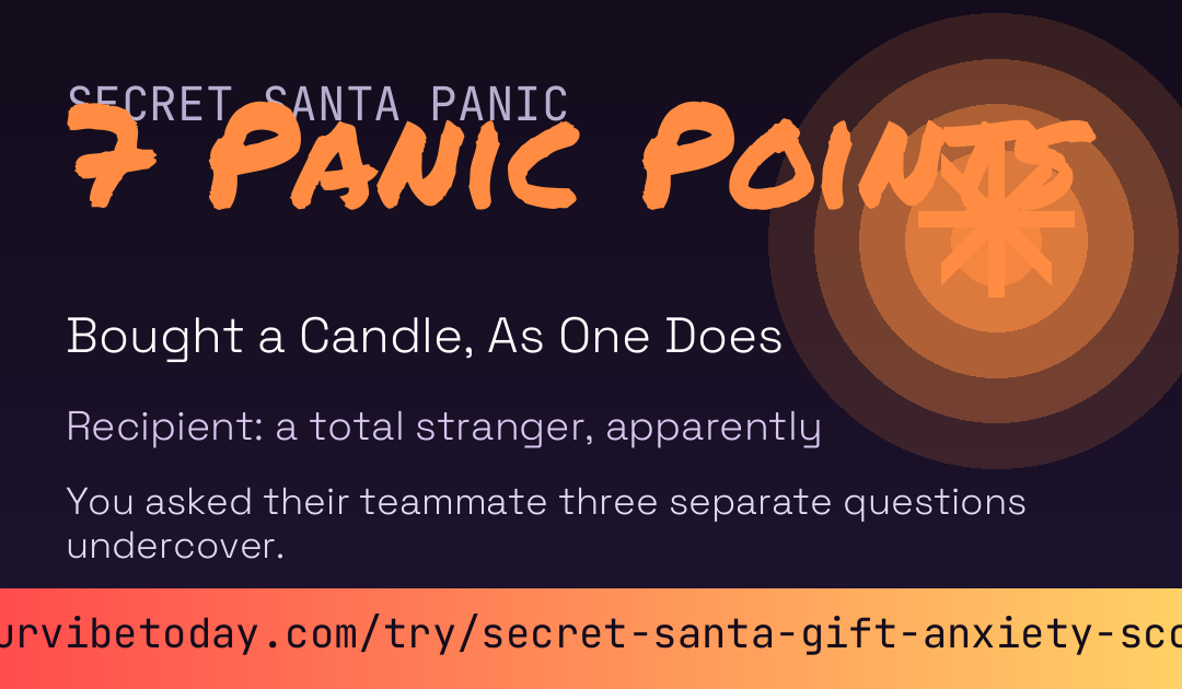 Secret Santa Gift Anxiety Score card