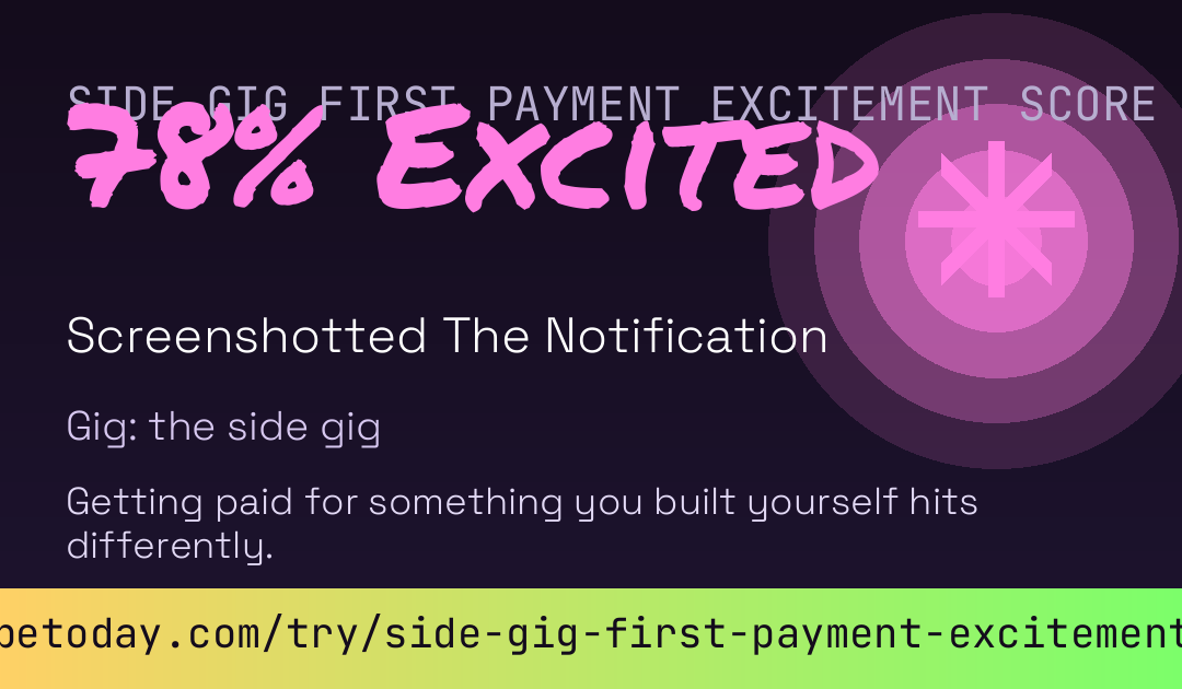 Side Gig First Payment Excitement Score card