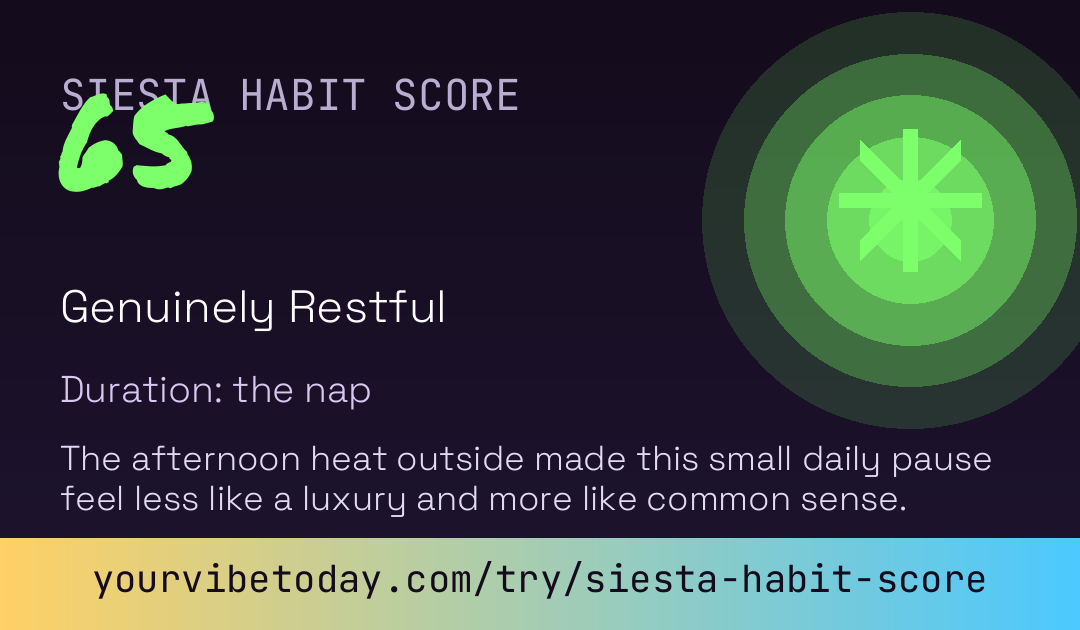 Siesta Habit Score card