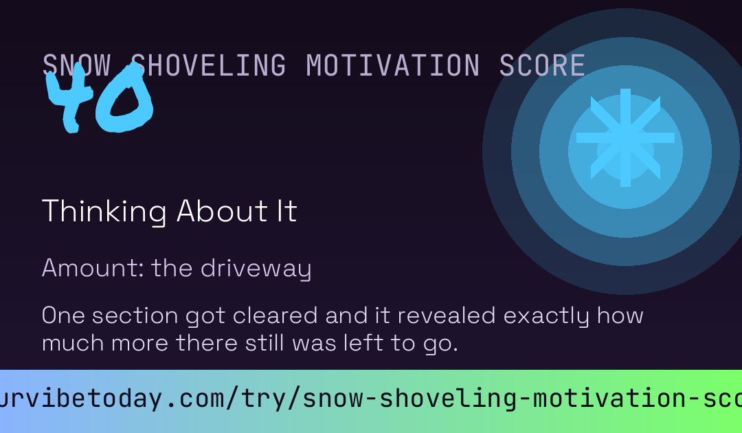 Snow Shoveling Motivation Score card