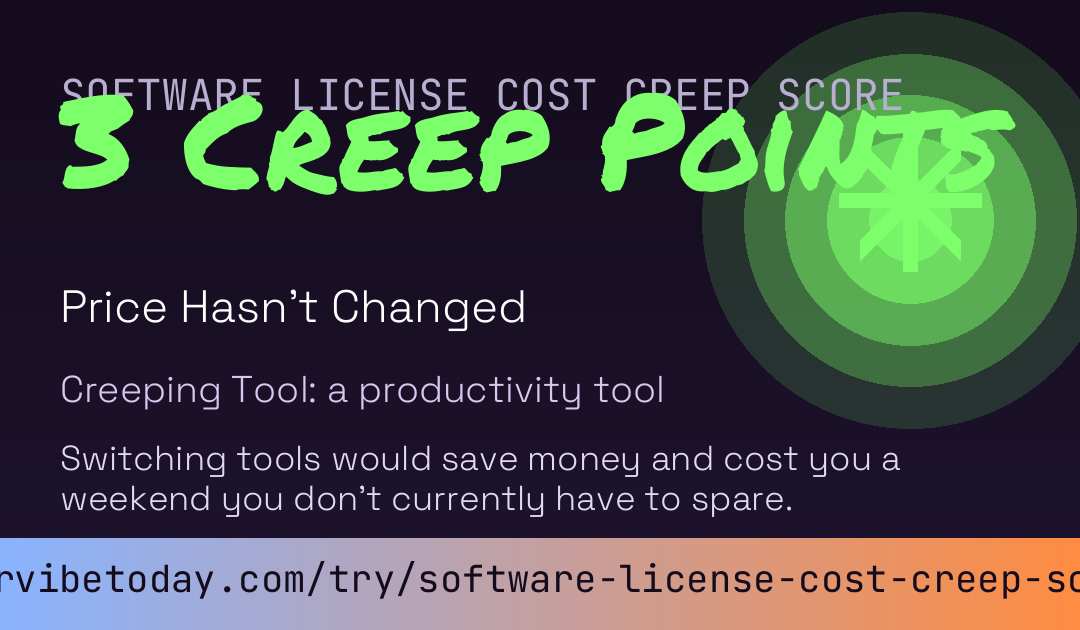 Software License Cost Creep Score card
