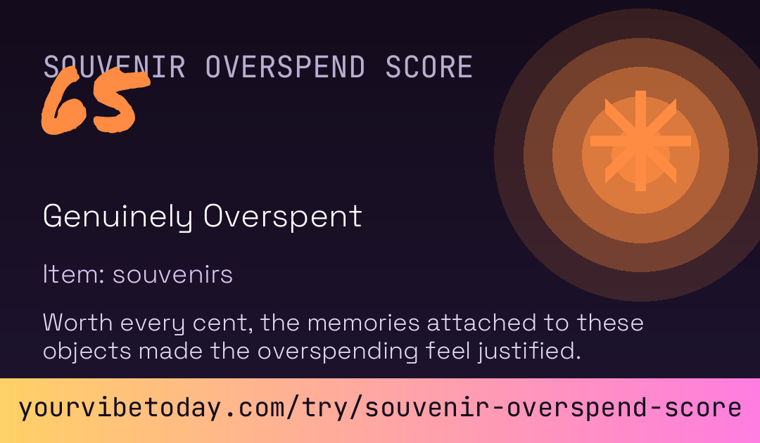 Souvenir Overspend Score card preview