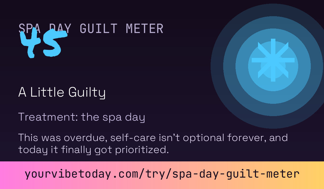 Spa Day Guilt Meter card