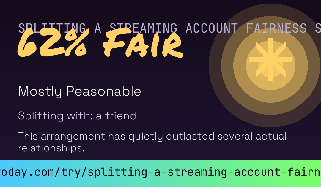 Splitting A Streaming Account Fairness Score card preview