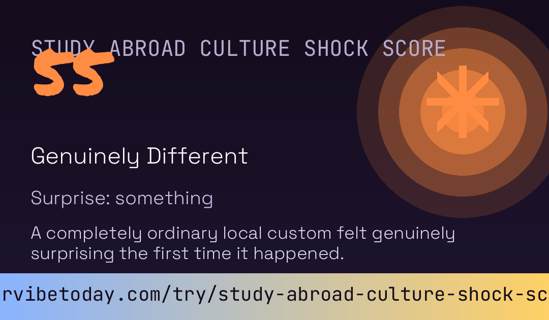 Study Abroad Culture Shock Score card
