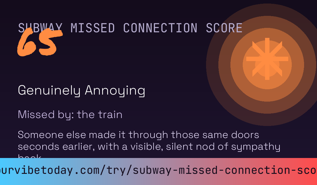 Subway Missed Connection Score card preview