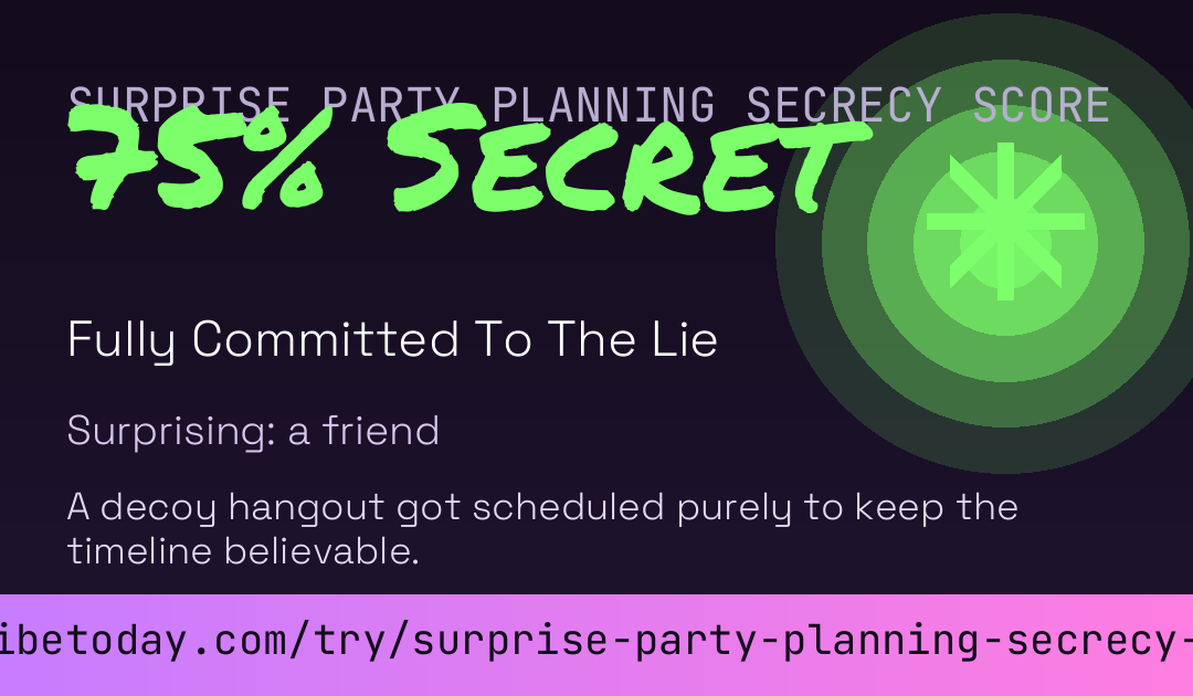 Surprise Party Planning Secrecy Score card
