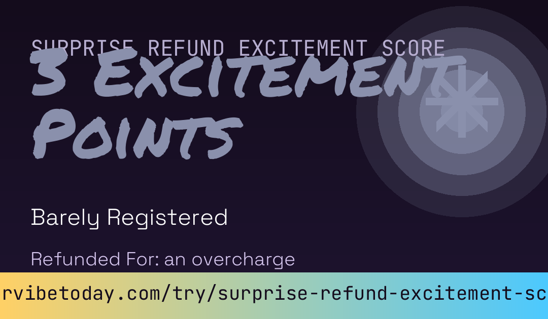 Surprise Refund Excitement Score card preview