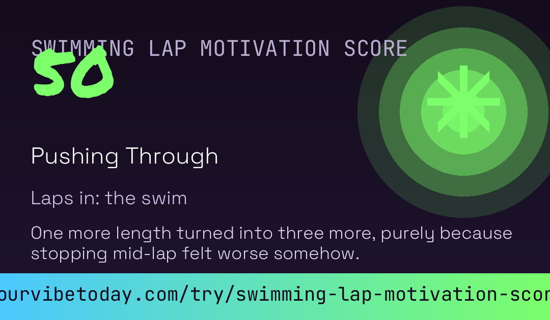 Swimming Lap Motivation Score card