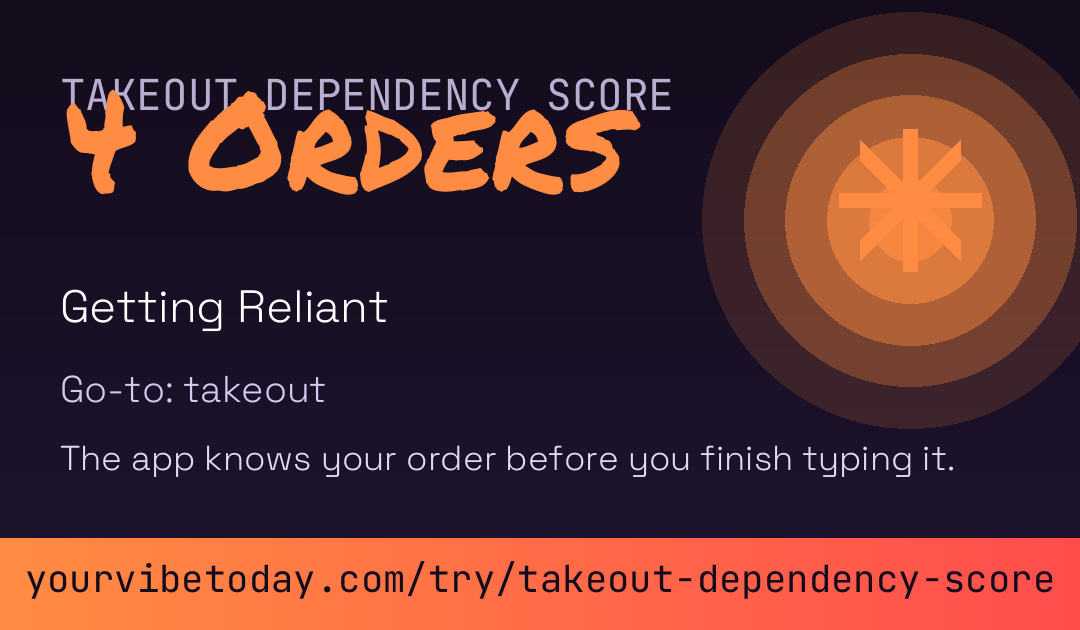 Takeout Dependency Score card