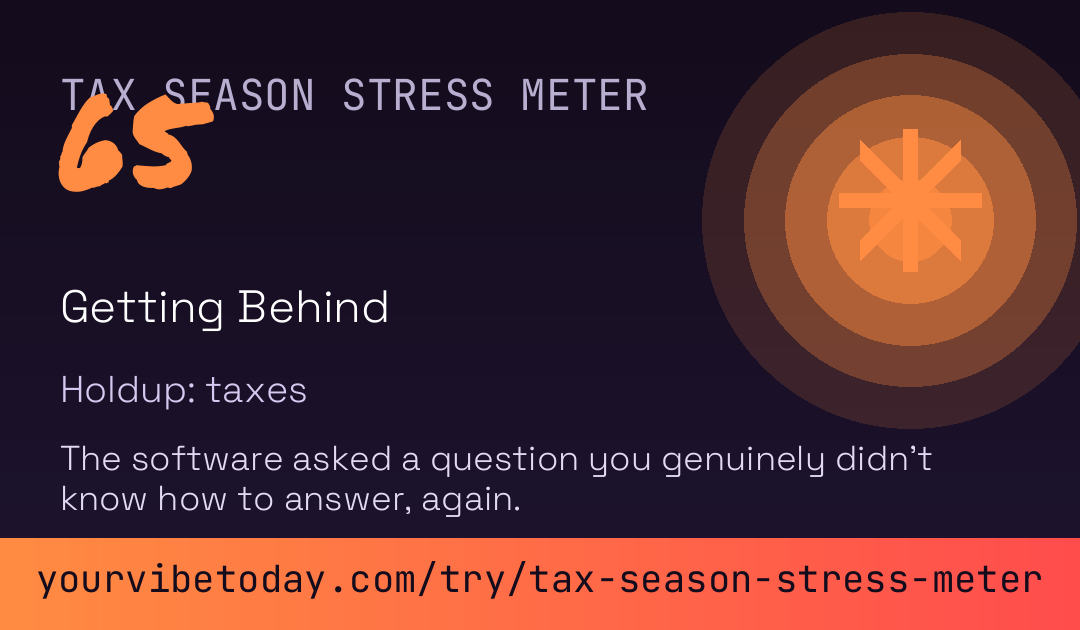Tax Season Stress Meter card