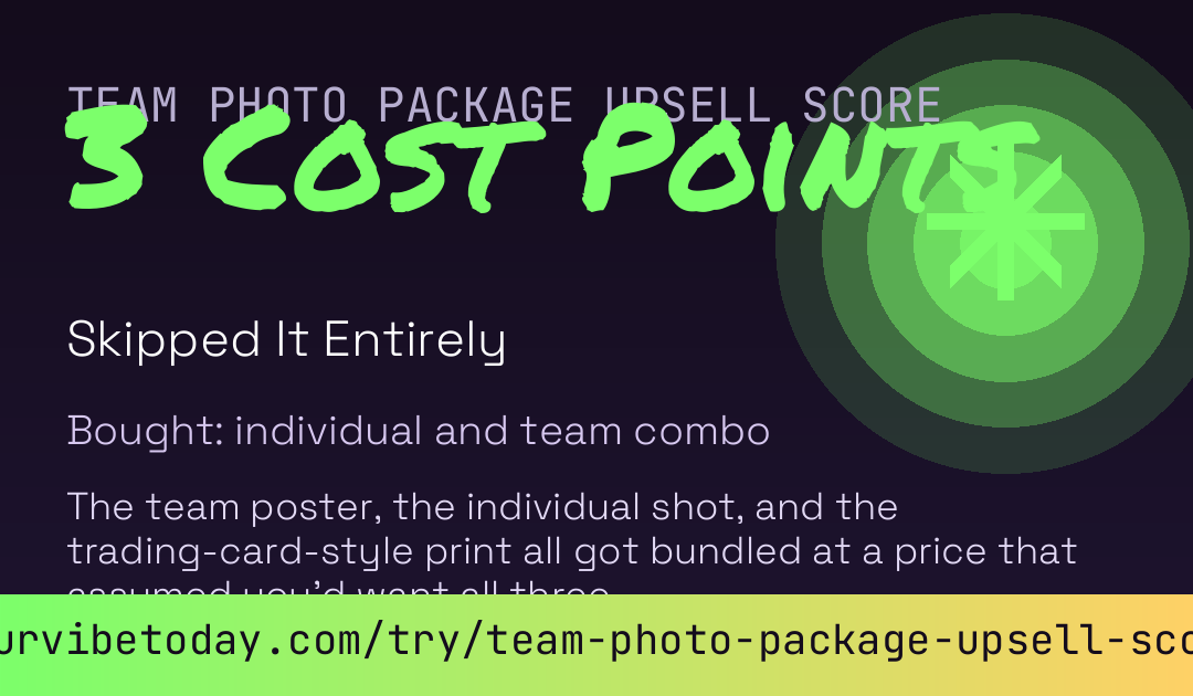 Team Photo Package Upsell Score card preview