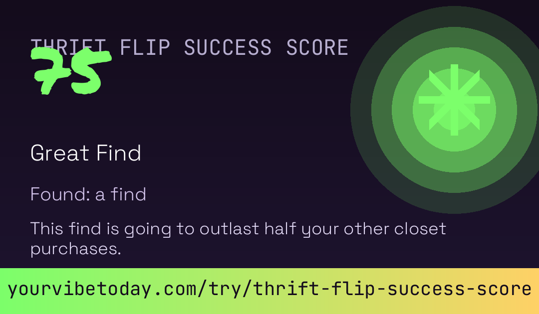 Thrift Flip Success Score card