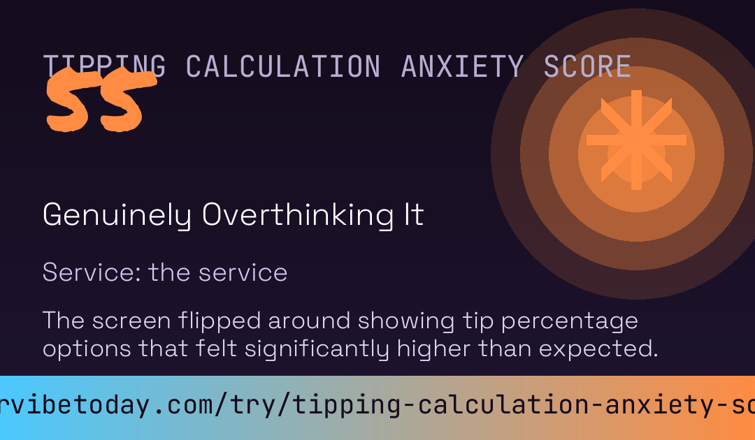 Tipping Calculation Anxiety Score card