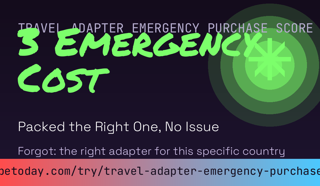 Travel Adapter Emergency Purchase Score card