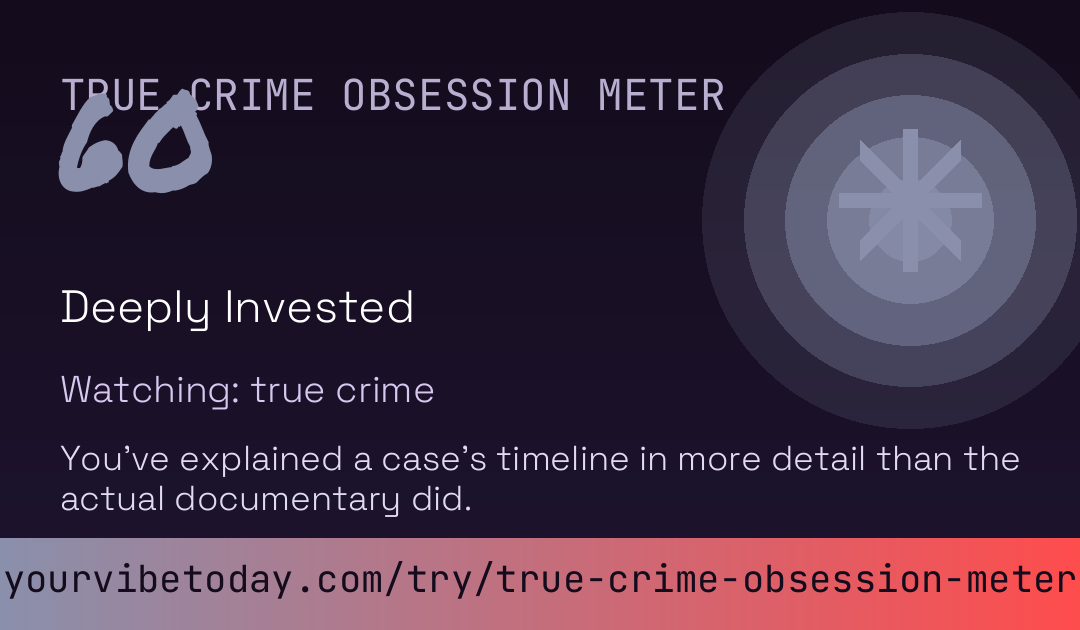 True Crime Obsession Meter card