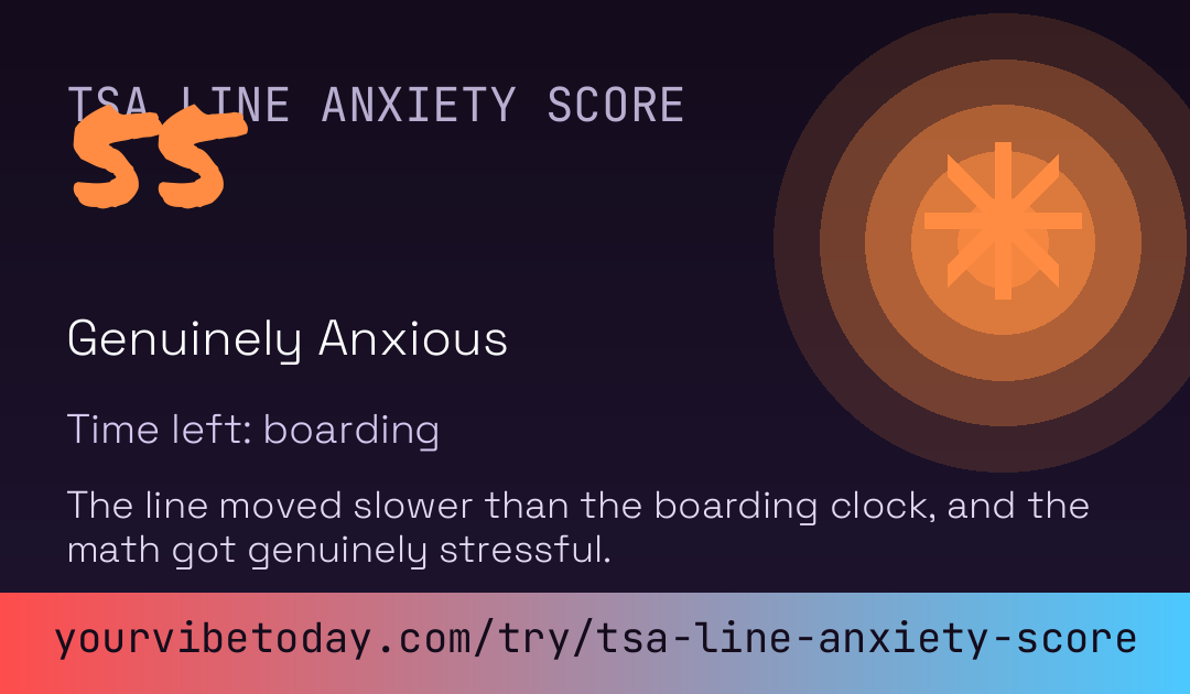 TSA Line Anxiety Score card preview