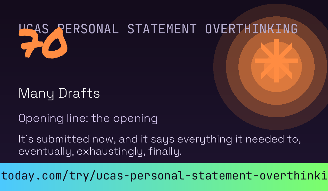 UCAS Personal Statement Overthinking Score card