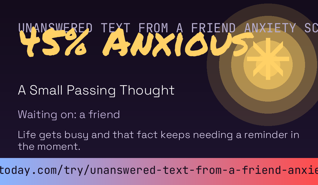 Unanswered Text From A Friend Anxiety Score card preview