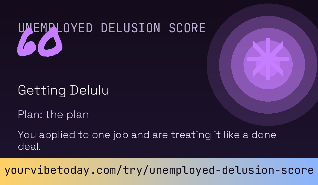 Unemployed Delusion Score card