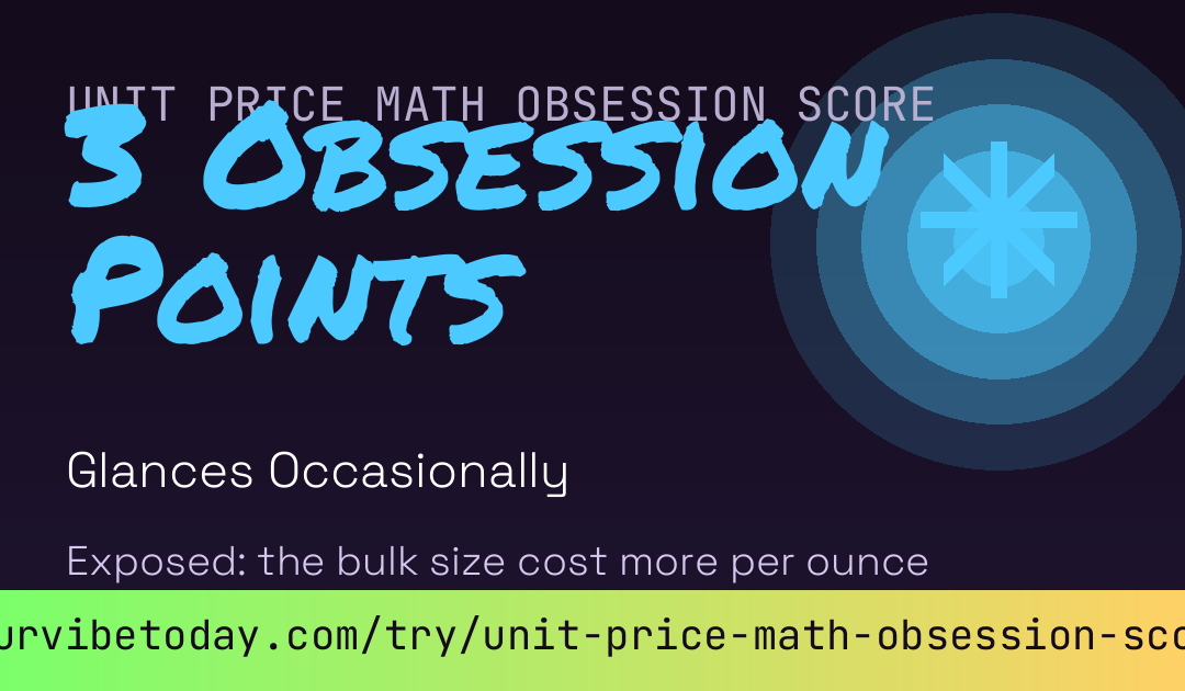 Unit Price Math Obsession Score card