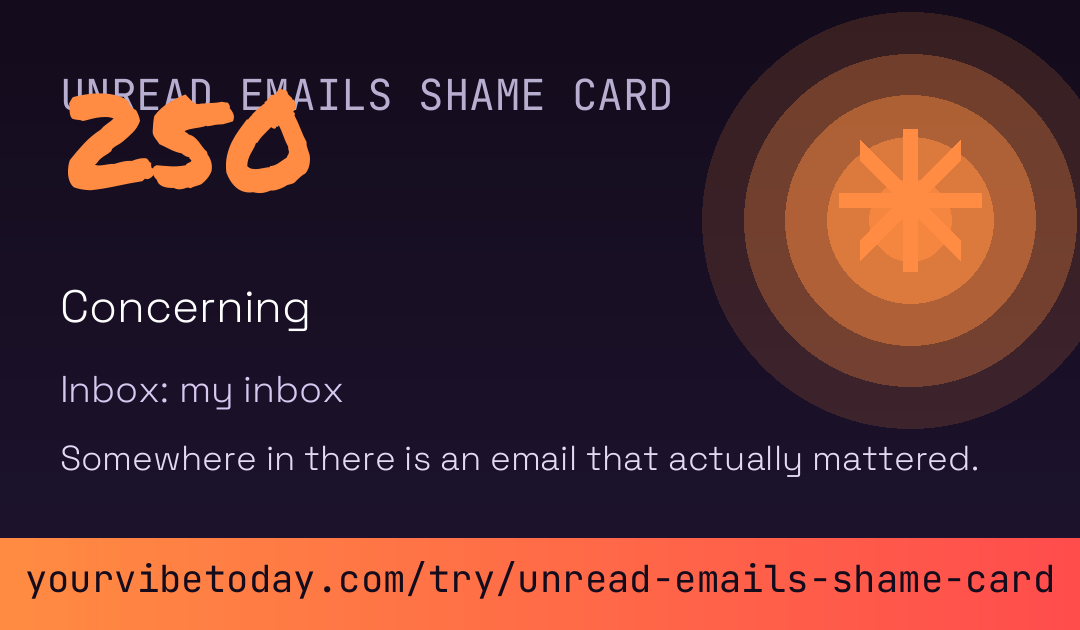 Unread Emails Shame Card card