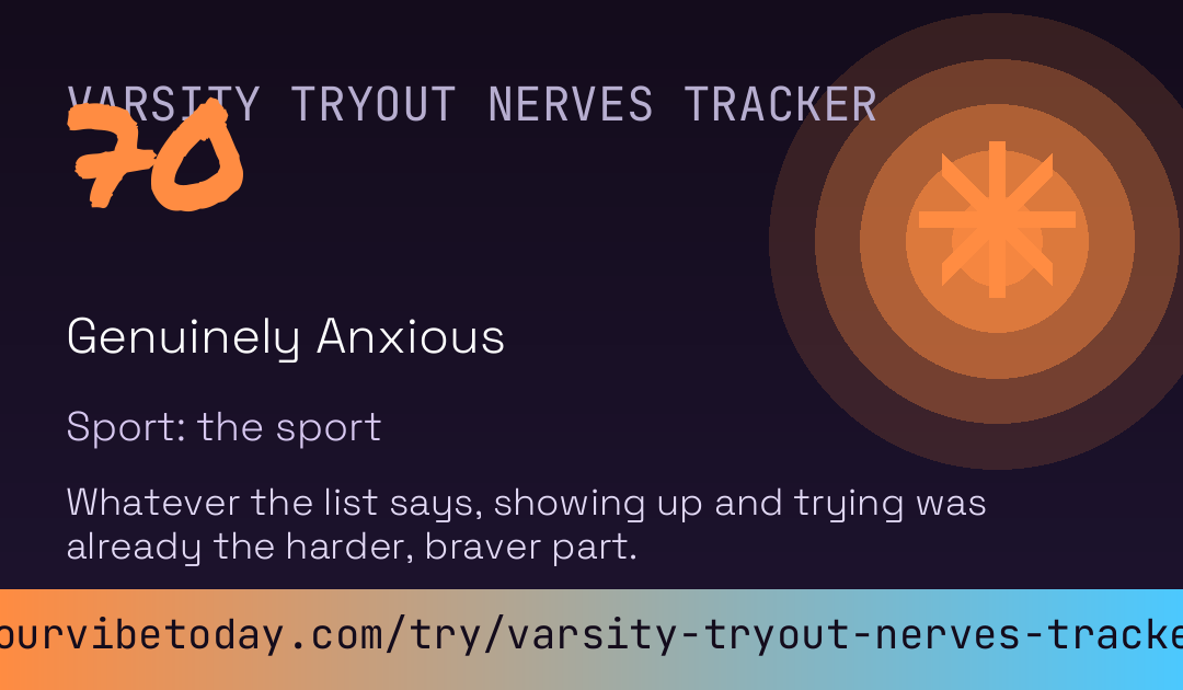 Varsity Tryout Nerves Tracker card