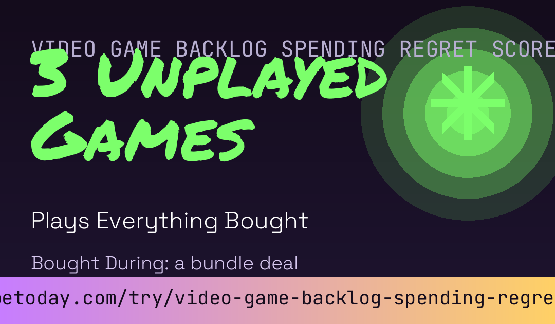 Video Game Backlog Spending Regret Score card