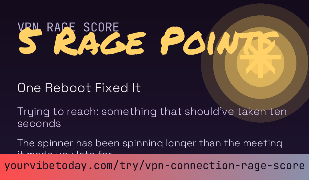 VPN Connection Rage Score card preview
