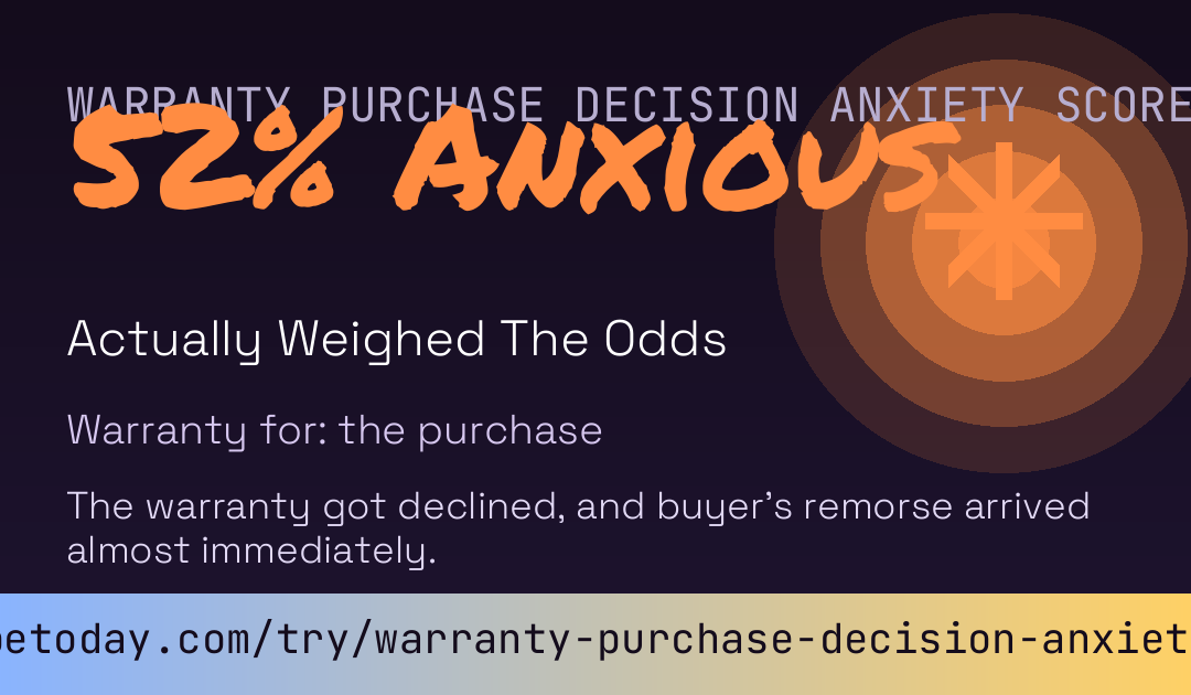 Warranty Purchase Decision Anxiety Score card