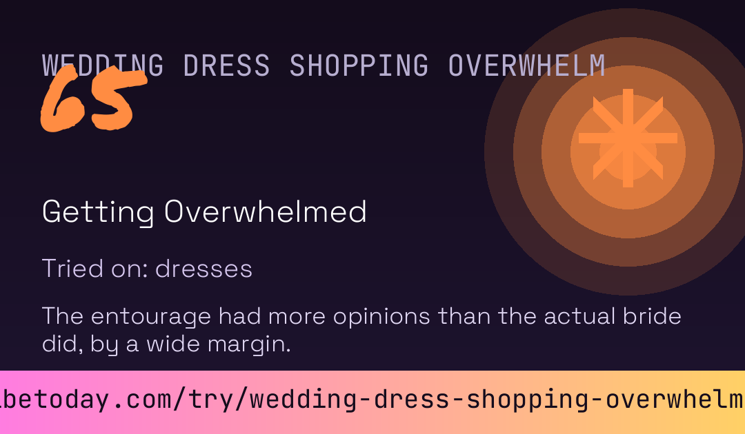 Wedding Dress Shopping Overwhelm Score card preview