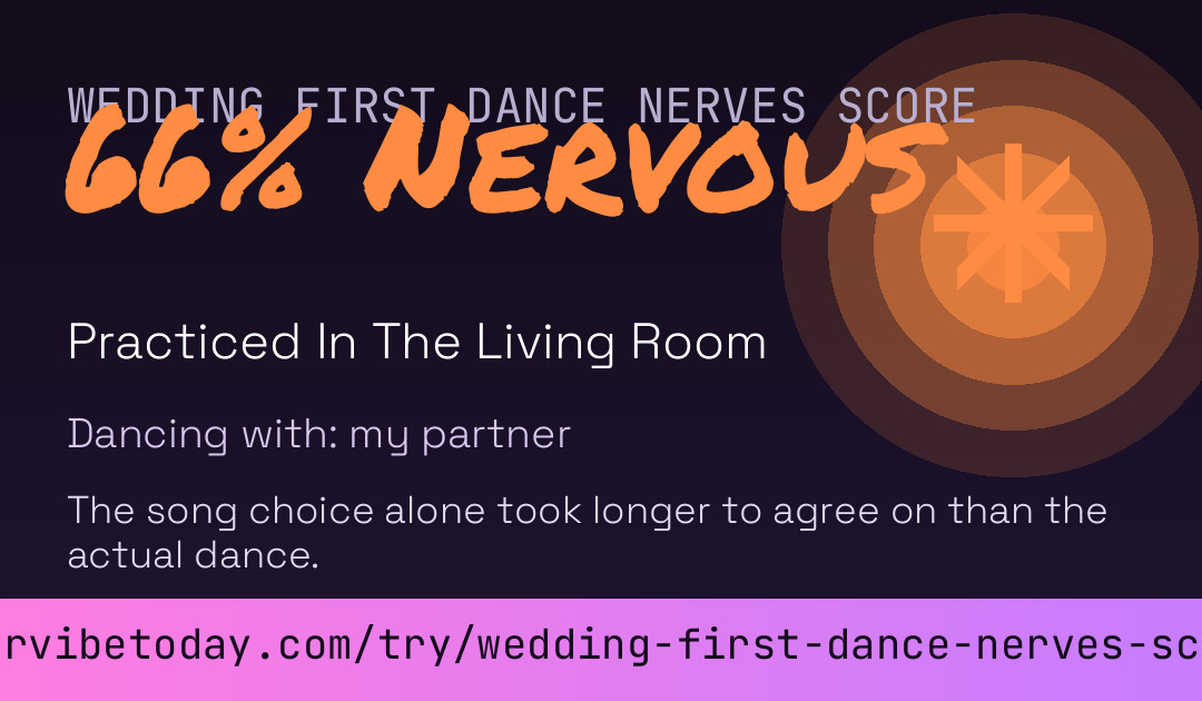 Wedding First Dance Nerves Score card