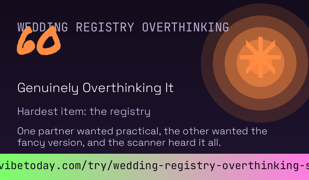 Wedding Registry Overthinking Score card preview