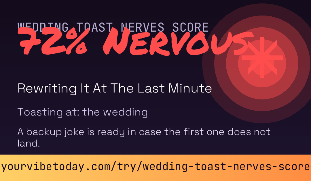 Wedding Toast Nerves Score card