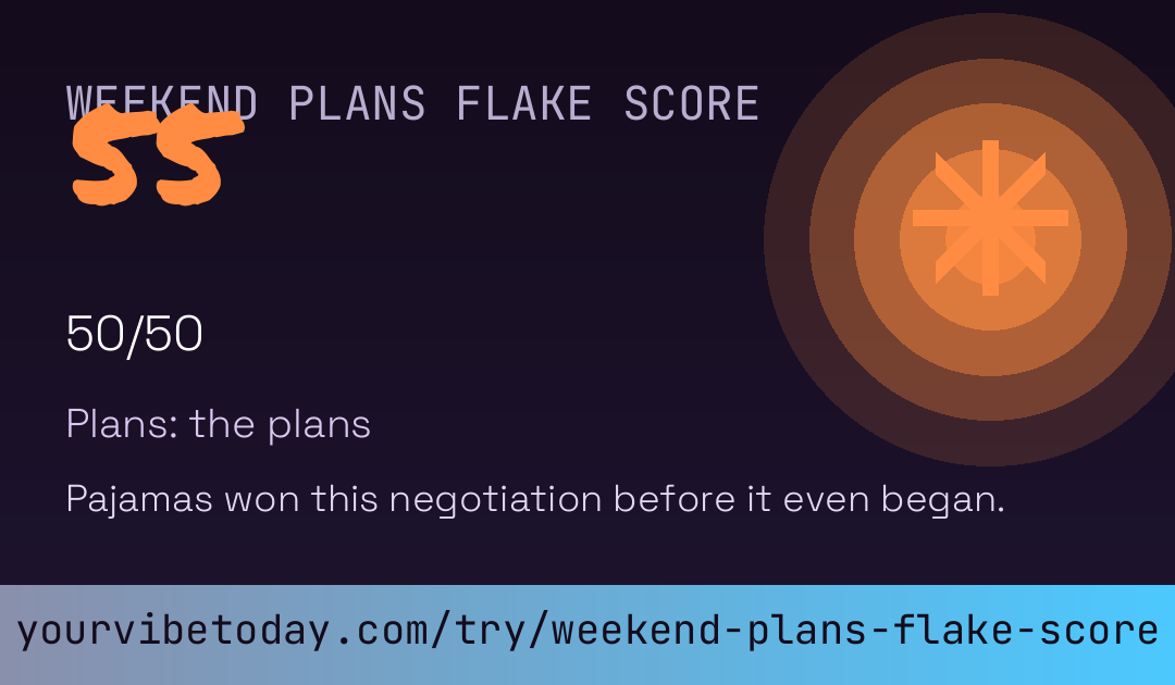 Weekend Plans Flake Score card